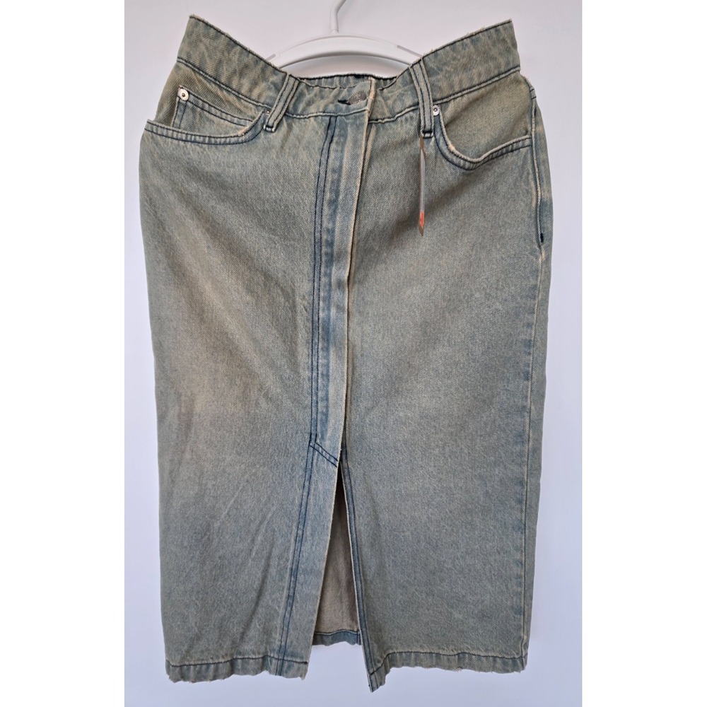 Plenty Jeans Midi Skirt Open Up Front W Sz 27 Y2K Grunge Preppy Bohemiem - Picture 3 of 14